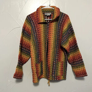 DEL MUNDO El Dorado Springs Co. Rainbow Mountains Colorful Wool Jacket EUC M-L